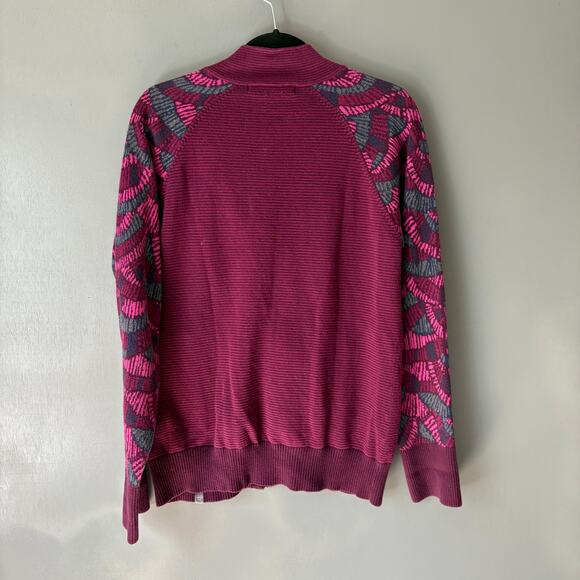 TITLE NINE Women's Medium Cranberry Zip Knit Cotton Blend Soft Gorpcore Outdoors - Picture 9 of 15